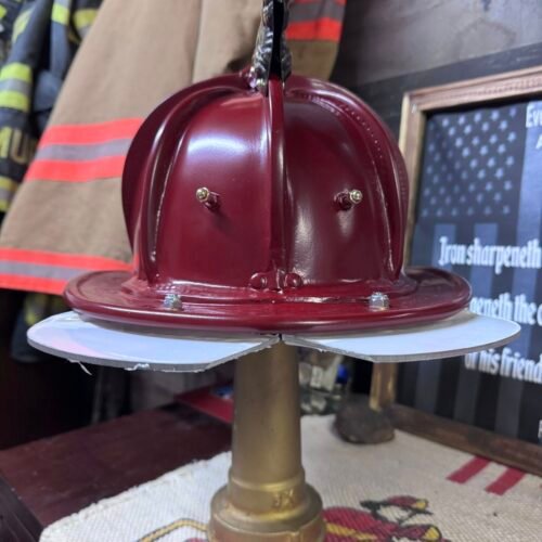 Dark Red Custom Fire Helmet with Dragon Finial