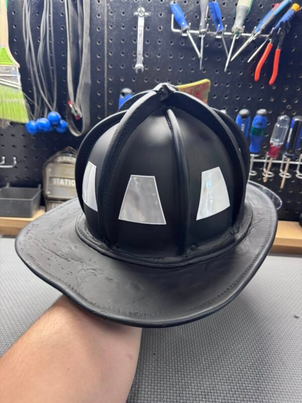 Refurbished Fire Helmet with Retro Brass & White Tets