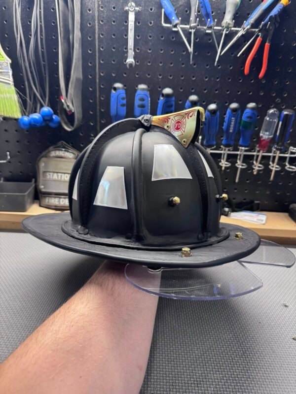 Refurbished Fire Helmet with Retro Brass & White Tets